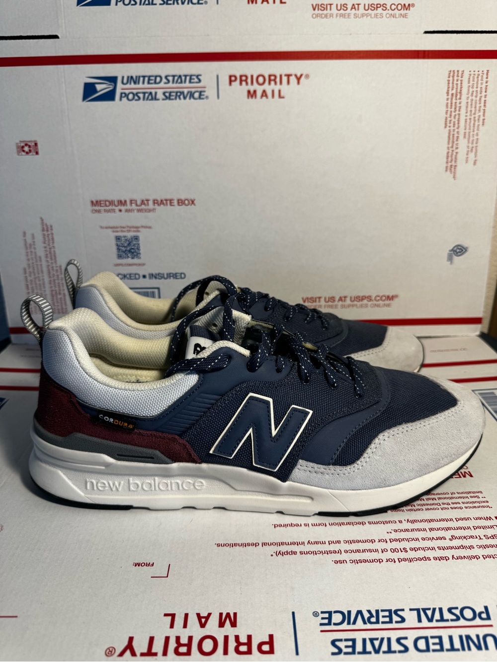 New Balance Navy, Gray and Burgundy Men's Retro Runner Sneakers